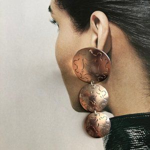 Vintage Handmade Silvertone Post Disc Earrings